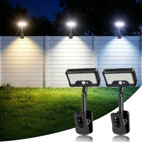 iMaihom Clip On Solar Lights Outdoor with Motion Sensor, 92 LED 600LM Solar Fence Lights, Warm/Neutral/Cool White, 360° Adjustable, IP65 Waterproof Security Light for Deck, Gutter, Porch (2, Black) - image 1