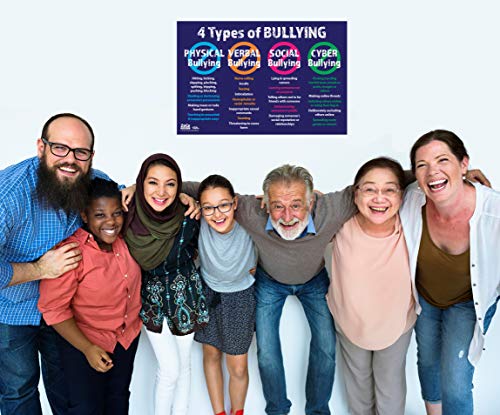 Safety Magnets 4 Types Of Bullying Poster - Anti Bullying Poster - Stop Bullying Poster For Classroom & Workplace - Bullying Prevention - Laminated - 12 X 18 Inches (1) #TOP1