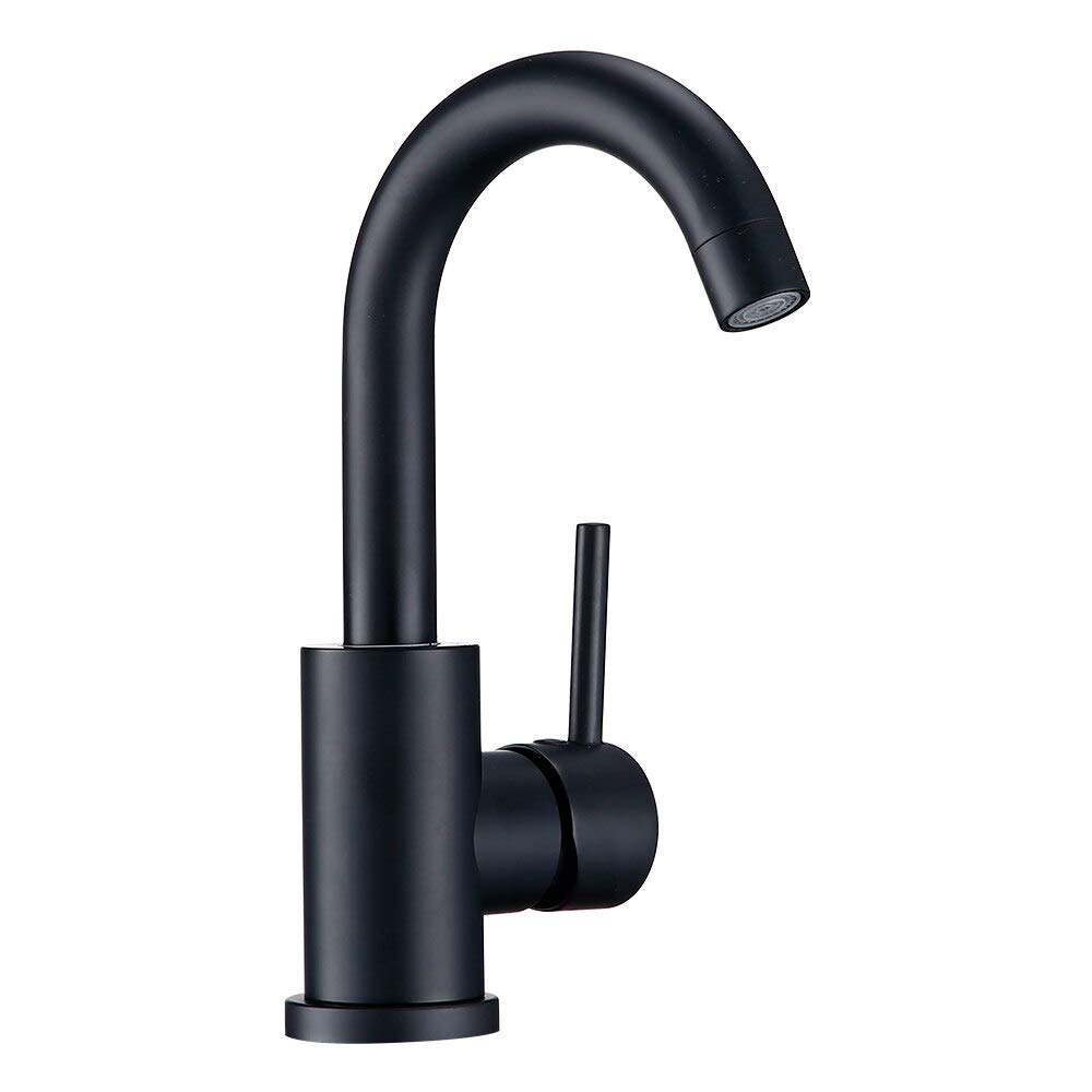 Mitigeur d'évier de salle de bain or brossé au design haut de gamme monotrou