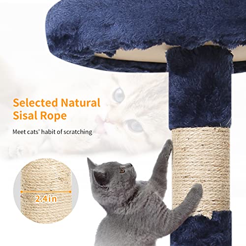 Image of BestPet | 36 inch Cat Tree Tower | Navy Blue | Sturdy Multi-Level Cat Tree