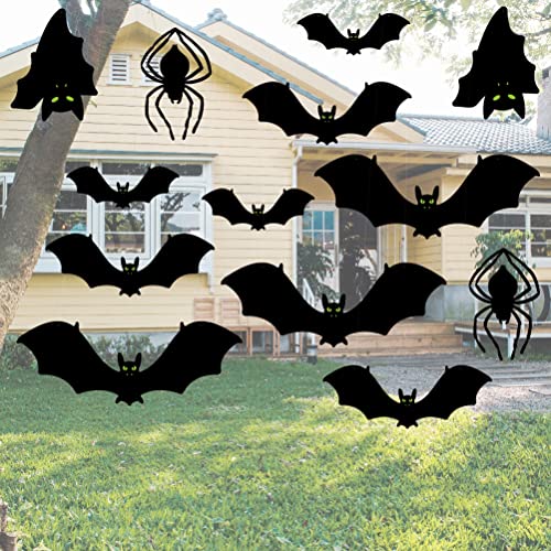 TYTOGE 13Pcs Halloween Hanging 3D Glowing Eyes Bats Spiders Wall Decors Outdoor Lawn Ornaments Halloween Party Supplies Decorations - Image 3