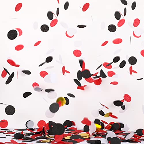 Image of TecUnite Black White Red Gold Confetti Round Tissue Paper Table Confetti Dots for Wedding Birthday Party Decoration Arts Craft DIY Scrapbooking, 1.76 oz (2.5 cm)