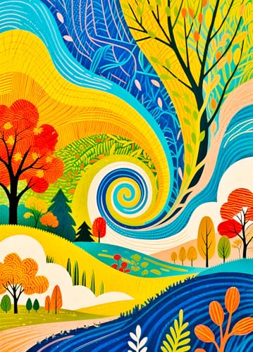 Whimsical Woods Rompecabezas de 1000 piezas para adultos | Póster grande incluido, Pistas en letras A-D, libre de polvo, tamaño terminado 27.56×19.69 pulgadas, actividad familiar en interior miniatura 1