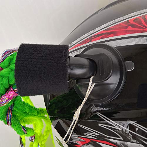 3T-Sister Helmet Pigtails Gradient Ramp Helmet Braids Ponytail Helmet Hair With Suction Cup For Motor Bike 1Pcs 24Inch Ombre Green Mixed Colorful Bars (Helmet Not Included) #TOP3