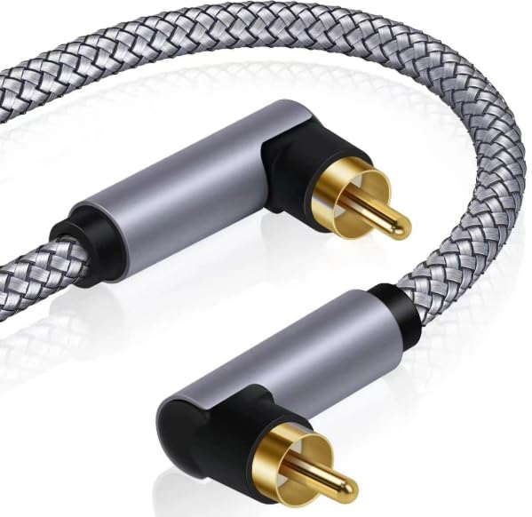 JiangZShangM Kabel 90 Grad Cinch Kabel, 3M, Graues Koax-Design aus Kupfer, Kompatibel mit Optisches Audiokabel 3m und Subwoofer Kabel, Doppelt Geschirmt, für Musikliebhaber und...