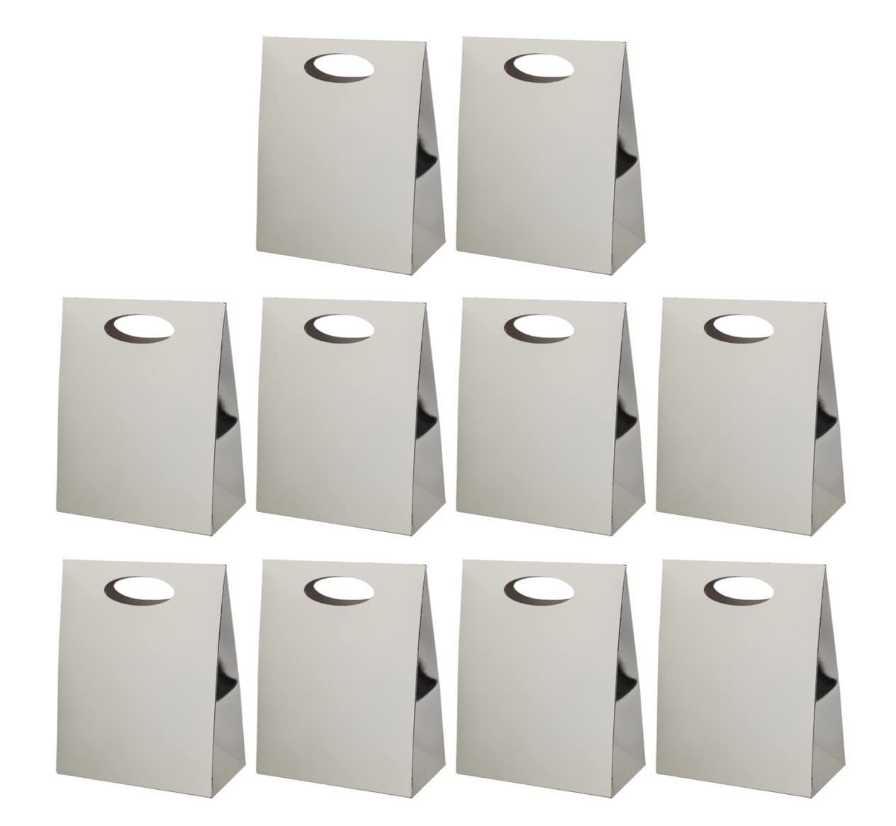 Metallic Party Bags - 10 Small Gift Paper Bags. Perfect For Weddings, Corporate Events, Birthdays, Baby Showers, Graduation, Christmas (Silver)