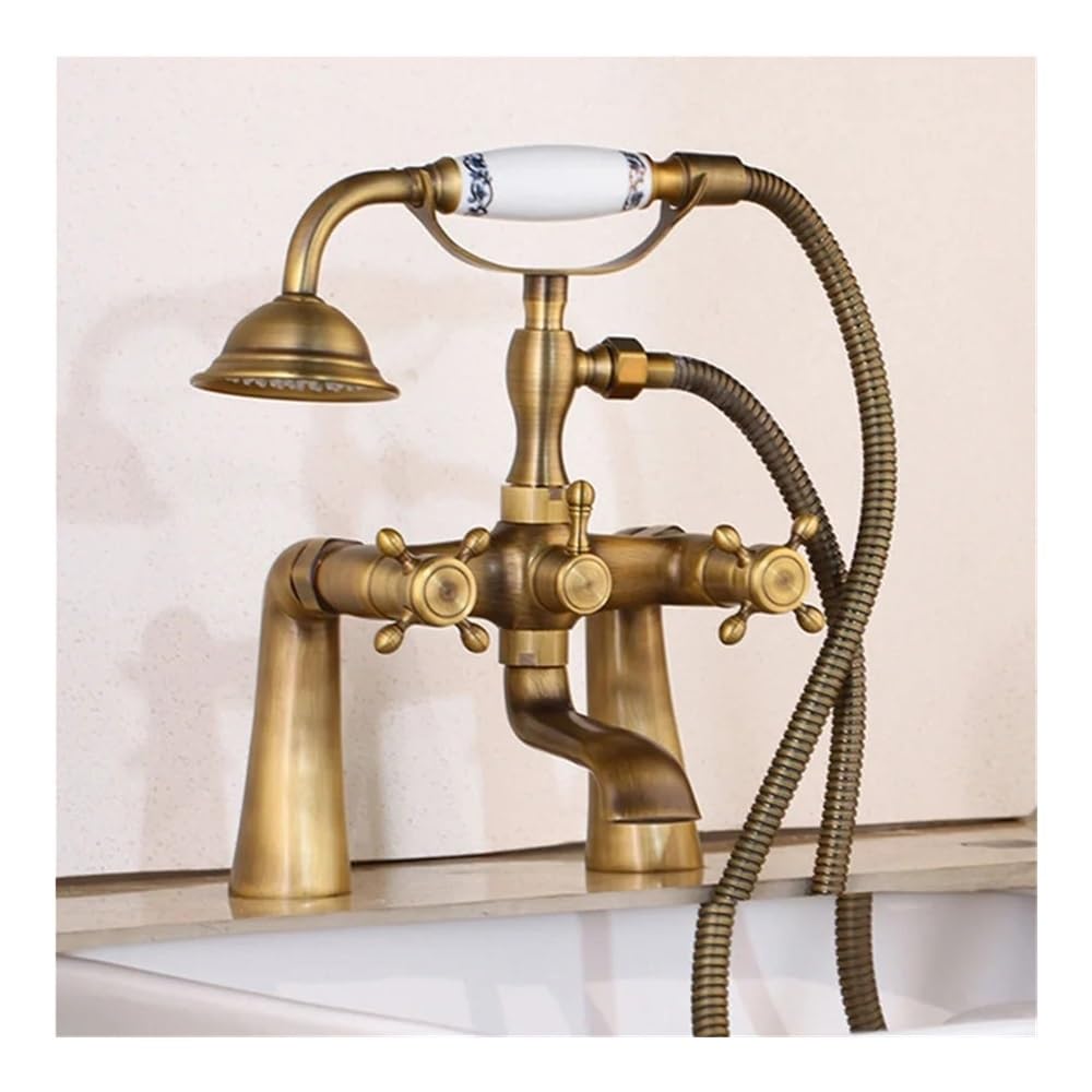 Blyqxs Antique Bathtub Side Shower Faucet Set Double Handle Double Control Rotatable Shower Faucet Xt436(,A)