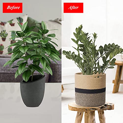 YDQUANI Woven Cotton Rope Plant Basket for Flower Pot Indoor Planters 25 x 25 cm Jute Foldable Storage Basket Organizer Modern Decor Household Laundry Basket - Image 4