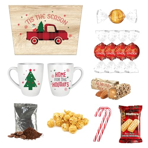 Tis The Season 10 pc. Christmas Food Gift Basket in Red Truck Wood Crate - Image 3