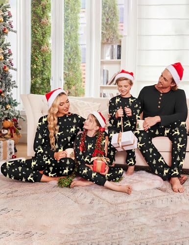 Ekouaer Family Christmas Pajamas Matching Sets Womens Mens Pjs Long Sleeve Sleepwear Holiday Lounge Sets