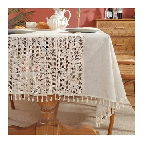 Nappe rectangulaire Daesar 140x200 beige gris en polyester tissé papillon - 2
