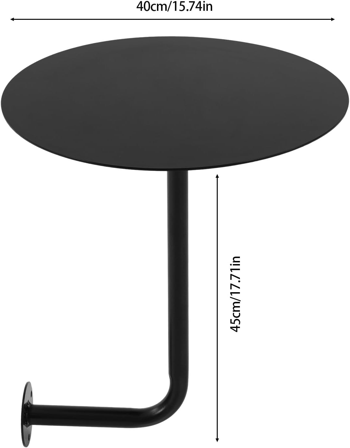 Wall Mounted Round Table for Bar & Cafe | Industrial Iron Side Table, Space-Saving Design, 33lbs Capacity, Durable Coating, Modern Black Finish, Perfect for Commercial Use & Home Decor