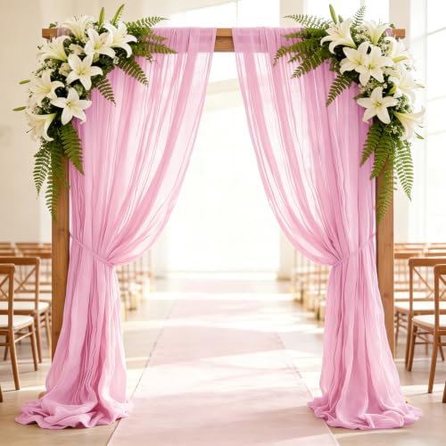 3 Stück Käsetuch Tischläufer Hellrosa, 300 x 90 cm Boho Gaze Tischläufer Cheesecloth Läufer für Hochzeit, Geburtstagsfeiern… – Ansicht 7