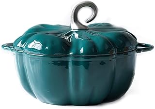 Zapiekanki Garnek Kuchenny Kamionkowy Naczynie Z Pokrywką Dynia Żeliwny Garnek Emaliowany Garnek 24 cm Garnek do zupy 3,76 L (Kolor: niebieski)