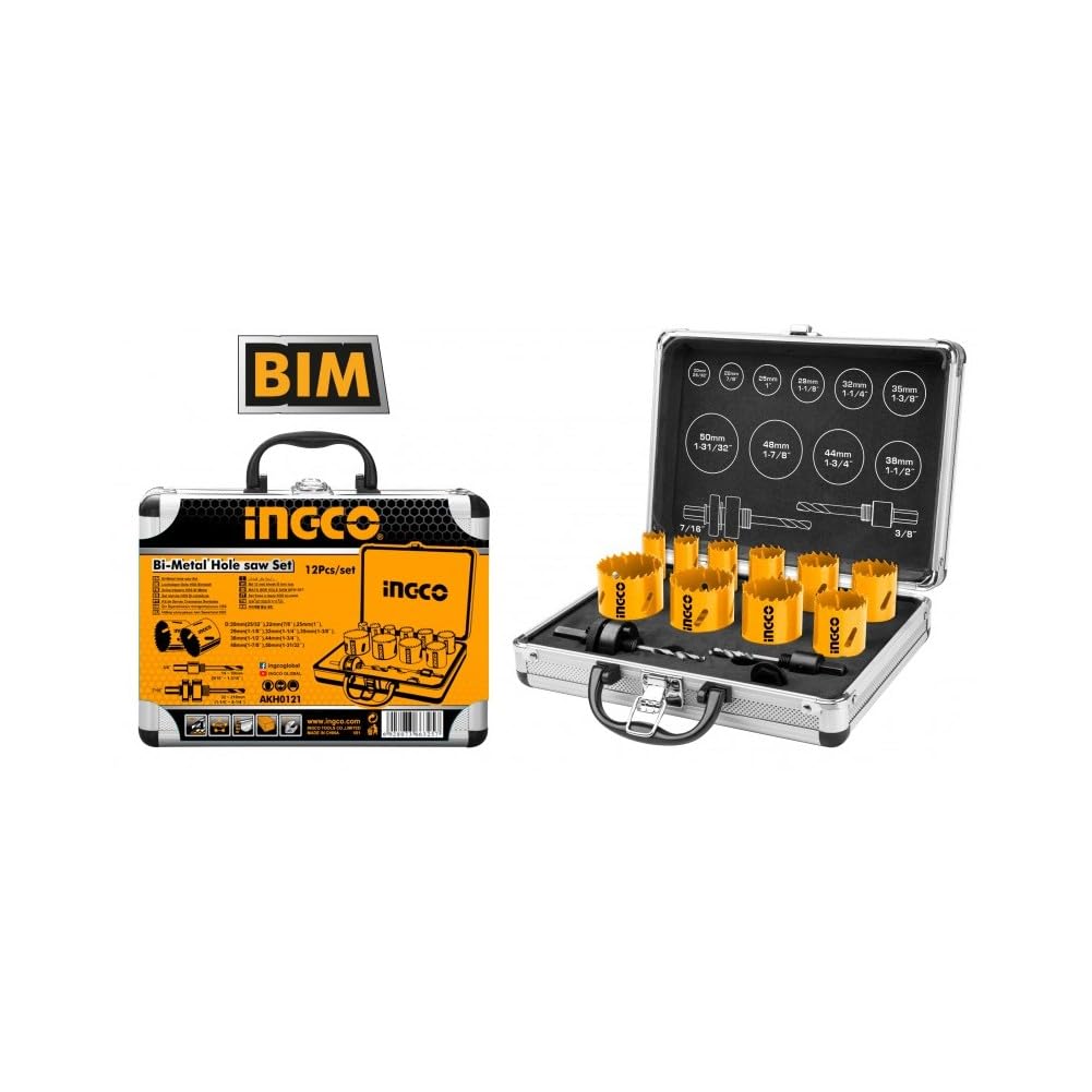 HSS BI-METAL HOLESAW SET 12 PCS CON FUNDA METAL