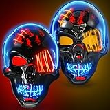 Liliful 2 Pcs Halloween Mask LED Light up Skull Mask Glow in The Dark Scary Spooky Skeleton Mask(Blue Red, Blue Orange)