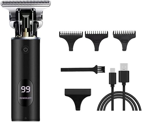Miniatura 39 de Cortadora de pelo profesional para hombres y mujeres, inalámbrica, recargable, recortadora de pelo, kit de aseo de corte de cuerpo de metal, Cabeza