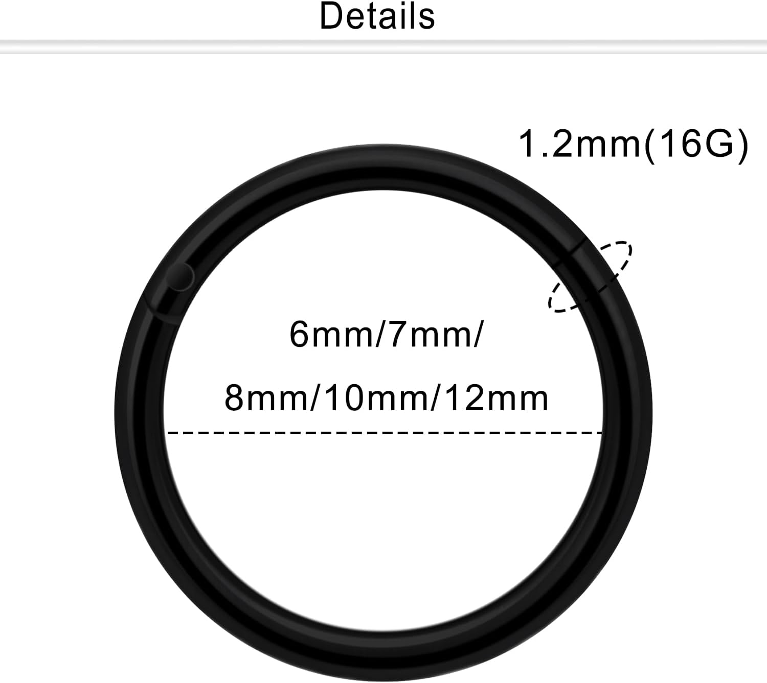 10PCS 16G Surgical Steel Hinged Clicker Segment Septum Lip Ring Hoop Cartilage Tragus Helix Conch Sleeper Earrings Piercing Jewelry for Women Men 6mm 7mm 8mm 9mm 10mm