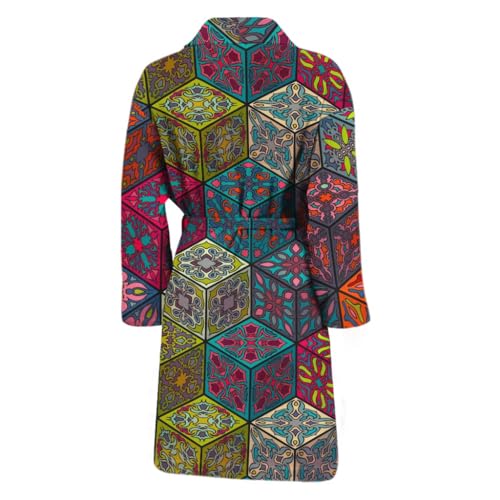 Yellow Brown Giraffe Pattern Print Bathrobe For Men And Women2