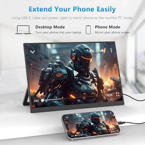 Image of 16 Inch Portable Monitor 144Hz FHD 1200P IPS, USB-C & HDMI External Screen Compatible with PS5, Xbox, Switch, Laptop PC