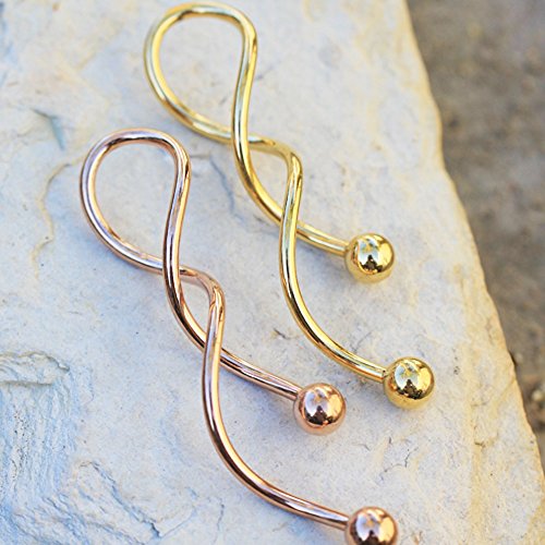 Gold Plated Spiral Wildklass Navel Rings (14Ga Yellow Gold) #TOP1