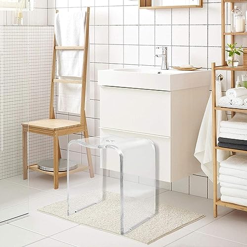 Wahfay Acrylic Shower Bench, Clear Shower Stool For Inside Shower, Modern Shower Chair Bath Seat With Rounded Edge, 300Lbs Weight Capacity #TOP7