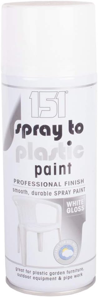 Spray to Plastic Paint Professional Finish Smooth Durable Spray Paint 400ml Gloss (White)