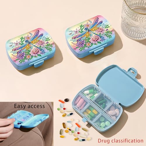 Image of ARTopet 2Pcs Diamond Art Painting Mini Storage Box with 6-Grid Creative Design Compact Portable Small Case for Purse Travel Daily-01