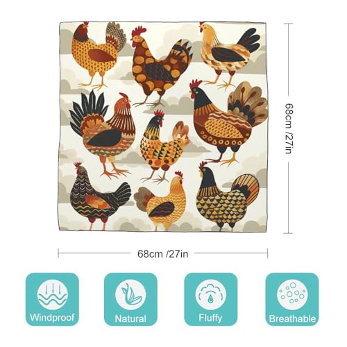 A Flock of Chickens Head Scarf for Women Lightweight Fashion Wraps Headscarf Neck Scarf Sunscreen Shawls for Gift Scarves 27"" X 27"", 0ne size2