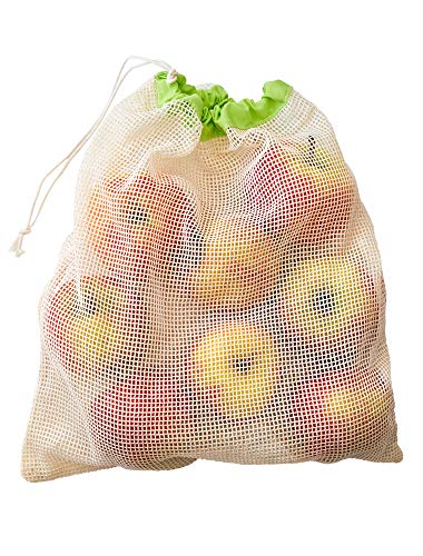 6 Obst u. Gemüsebeutel, 3x 36x24 cm und 3x 36x30 cm, 100% Baumwolle