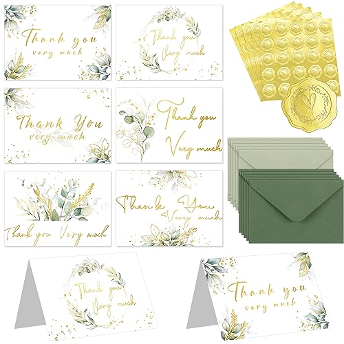 Qilery 120 Set Thank You Cards with Envelopes and Stickers for We...