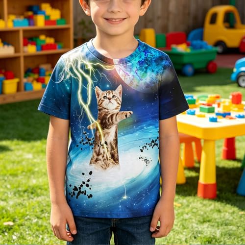 Image of Hgvoetty Boys Girls Graphic T-Shirts Kid 3D Casual Tops Tees for 6-16 Years | Youth Novelty Shirts, Bright Eye-Catching Design, Lightweight and Soft Material, Suit for Daily Sport, Party and School Wear