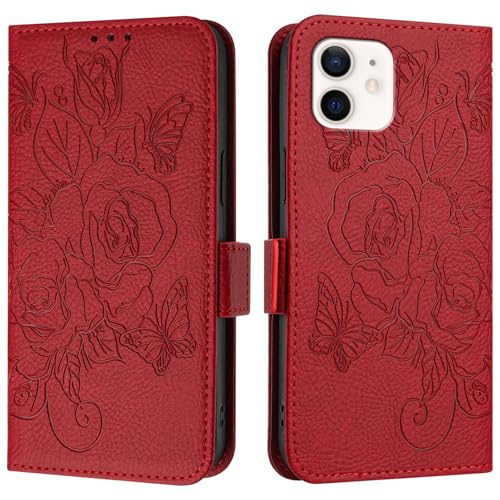 Étuis à rabat pour smartphone compatible avec iPhone 12 Pro, étui fin antichoc Rosso