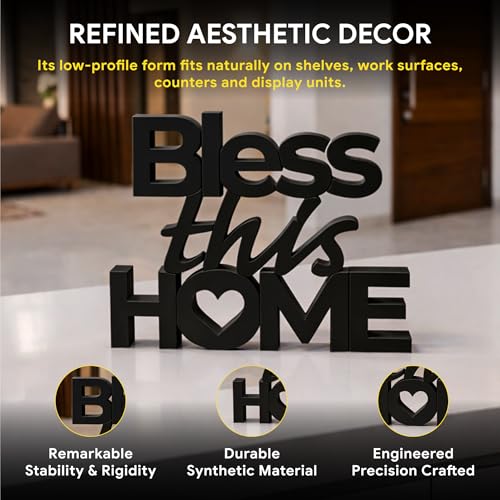 Image of Mad Masters Bless This Home Vastu Desk Decor - Aesthetic Table, Shelf & Wall Showpiece for Home Office, Business. Blessing & Friendly Gifting, Matte Black (20.3 x 16 x 2.5 cm)