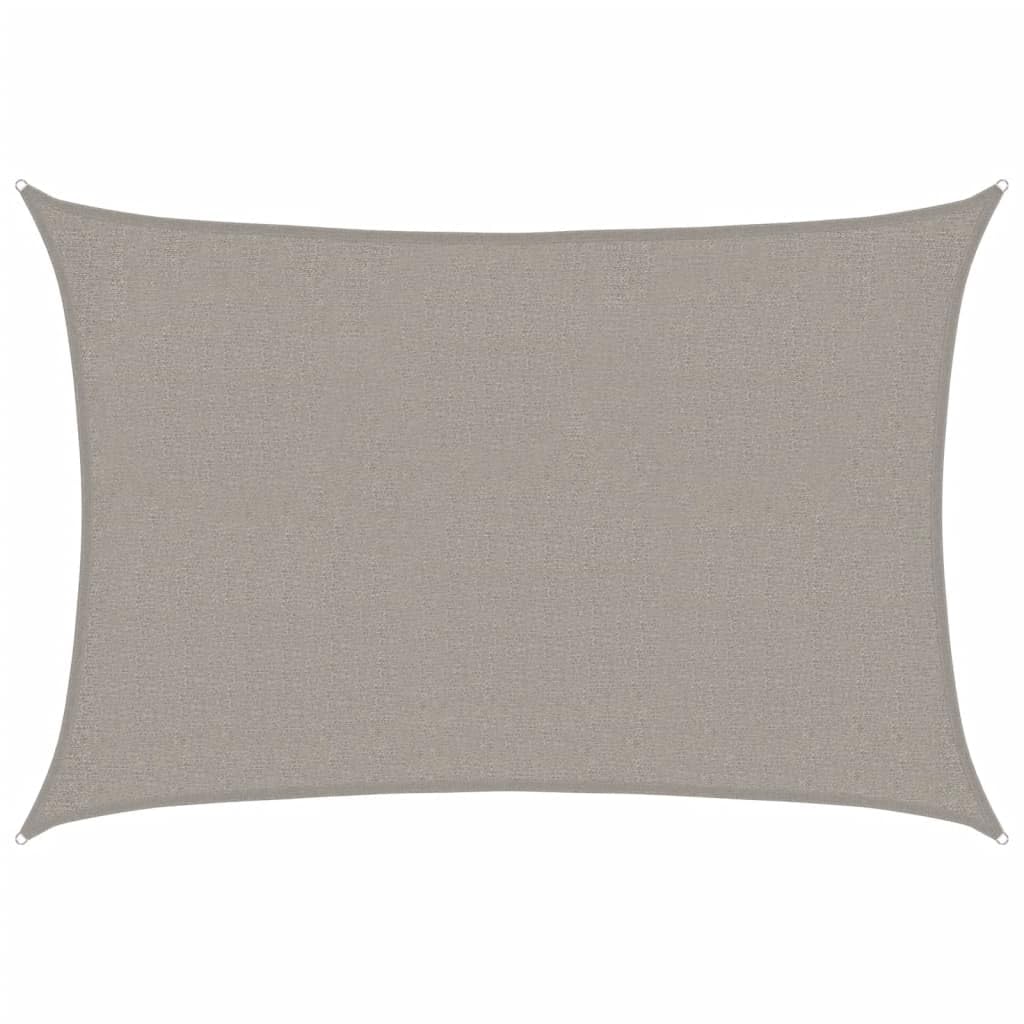Voile d'ombrage rectangulaire 2x3 gris clair en toile PEHD avec cordes de fixation
