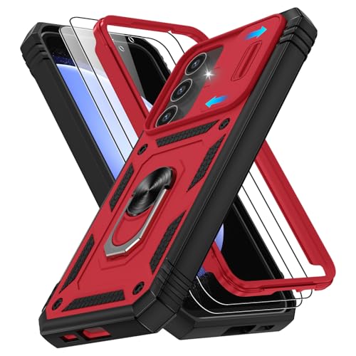 Coque Samsung S23 FE antichoc avec anneau rotatif 360 et verres trempés