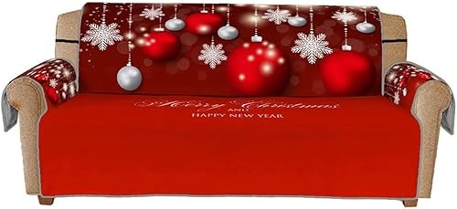 Juego de fundas de sofá con diseño geométrico de nieve para Navidad, Navidad, vacaciones, sala de estar, protector de sofá, accesorios de decoración