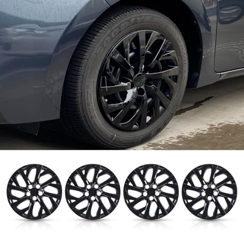 CPW 16 Inch Hubcaps Fit for 2009-2025 Toyota Corolla, Wheels Rim Cover Replacement Compatible with Toyota Corolla 16'' Steel Wheels, ABS & PC Material Hub Caps Set of 4 (16-Inch, Black Lacquer)