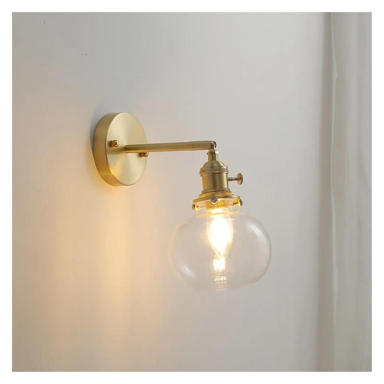 ZTCHSENZT Wall Sconces, Nordic Modern Copper Wall Lamp Beside Glass Ball Bathroom Mirror Stair Light LED Wandlamp,D