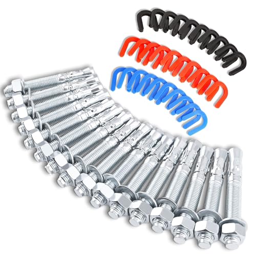 Ustinian 46 Pcs Car Lift Installation Kit with 16 x 3/4' x 5.5' Wedge Anchor Bolts and 30 Leveling Shims (1/4', 1/8', 1/16'), For 2 Post 4 Post Car Lift Precise Leveling Installation