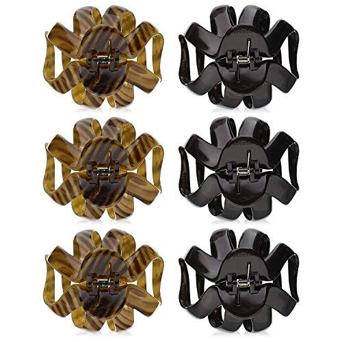Scunci No-Slip Grip Octopus Clip, Black and Tortoise, 2-Count (3-Pack)