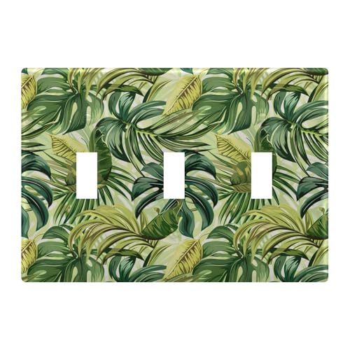 Light Switch Cover Avocado Tropical Leaves Wall Plates for Electrical Outlets 3 Gang 202b5872