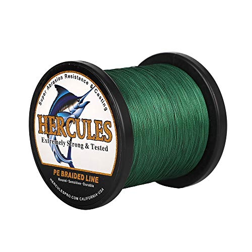 Hercules Braided Fishing Line 2000m 2187yds 10lbs-200lbs Pe Superline 8 Strands (Green 30lb/13.6kg 0.28mm)