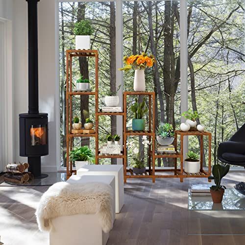 Bopuroy Plant Stand Indoor Outdoor - 12 Tier Large Wood Plants Shelf Holder Flower Stands - Corner Vertical Shelves Organizer For Garden Patio Lawn Balcony Living Room #TOP7