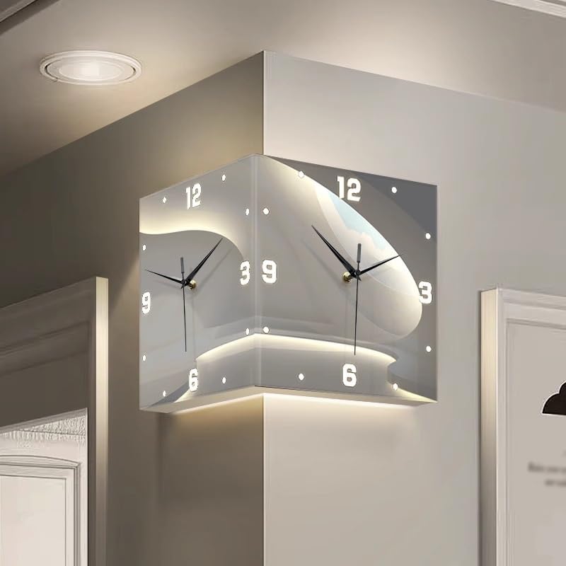 Reloj de pared de esquina 26x26x26 cm con luz LED miniatura 6