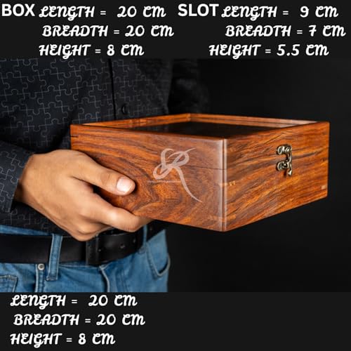 Image of Watch Box Organizer for Men, Mens Watch Display Case - 6 Slot Wooden Watch Case, Vintage Brown, Rosewood Velvet Lining, Glass Top, Made for special events- Ideal gift for Him, Luxury home for watches.