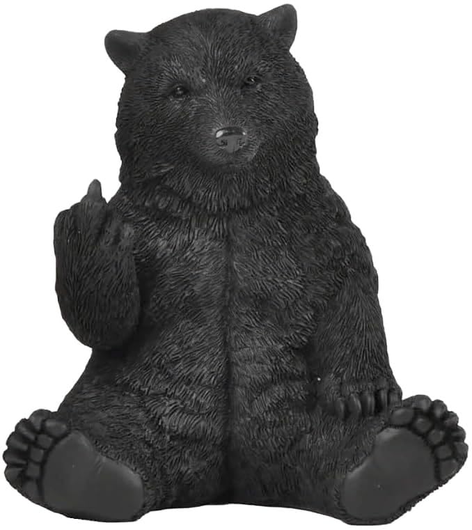 Figurine d'ours noir déco chalet sauvage avec statuette animaux rigolote