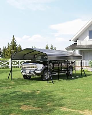 Garvee 12'x20' Metal Carport, Heavy Duty Car Ports Kit All-Weather for Pickup Trucks, Boats, RVs, Tractors, Reinforced Frame with Anchors