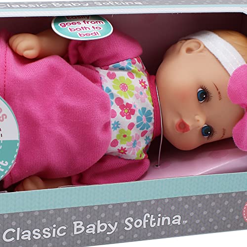 Muñeca Baby Softina clásica con jumper rosa y diadema miniatura 6