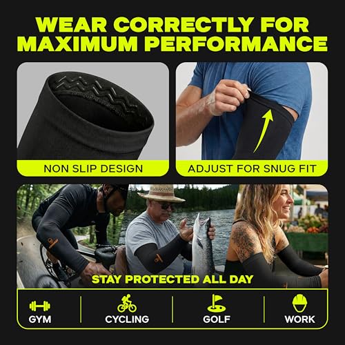 Image of ARMORAY Arm Sleeves for Men or Women - Compression Warmers to Cover Tattoo - for Basketball Golf Running Football Cycling or Sun Protection